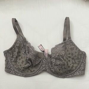 Victoria's Secret Women's  gray lace Demi Cup bra sz 34D